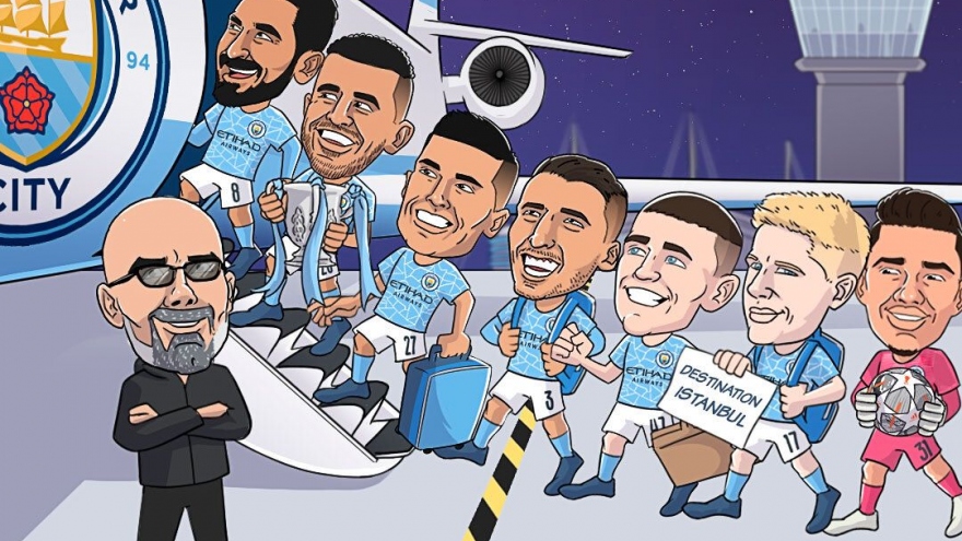 Biếm họa 24h: Man City "nhuộm xanh" Champions League