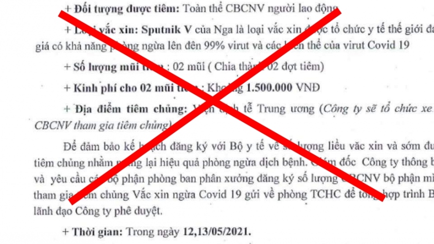 Bộ Y tế: Tiêm dịch vụ vaccine COVID-19 là "fake news"