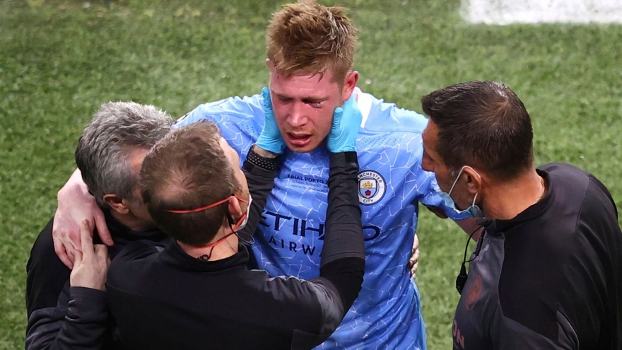 De Bruyne gãy mũi, gãy hốc mắt sau pha va chạm với Rudiger