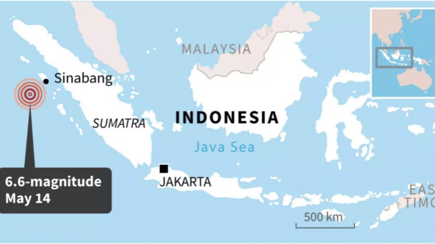 Động đất mạnh 6,7 độ ở Bắc Sumatra (Indonesia)