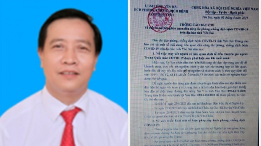 Kỷ luật Giám đốc Trung tâm Y tế thành phố Yên Bái vì vi phạm công tác phòng chống dịch
