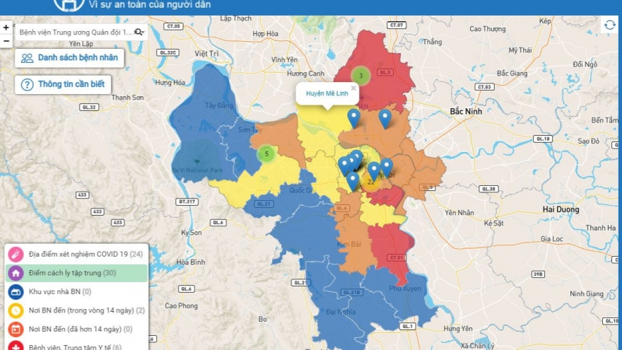 Hà Nội ra mắt Bản đồ thông tin dịch tễ COVID-19