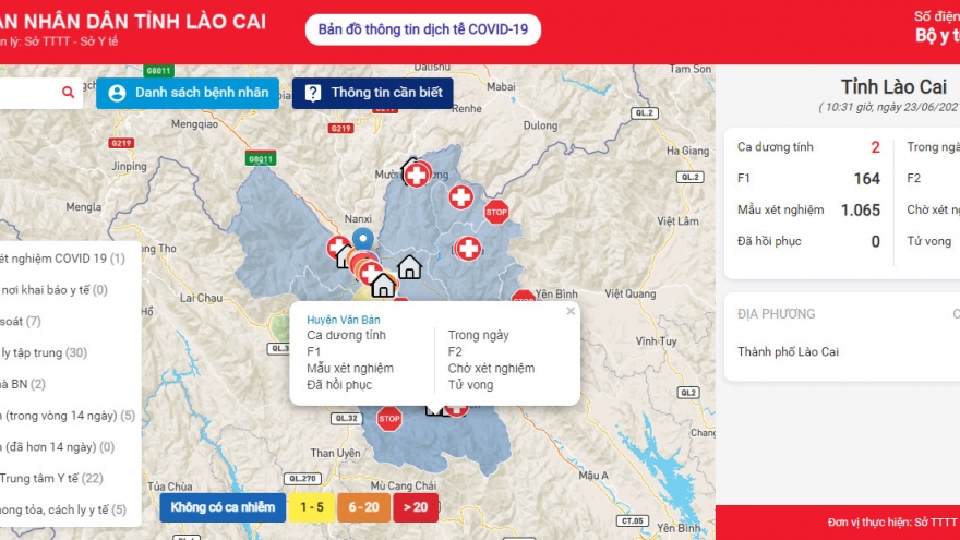 Lào Cai ra mắt Bản đồ thông tin dịch tễ Covid-19