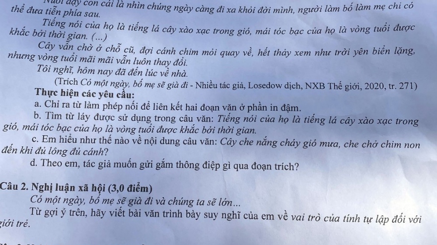 Thi vào 10 tại Nghệ An: Đề Ngữ văn hay nhưng không dễ viết