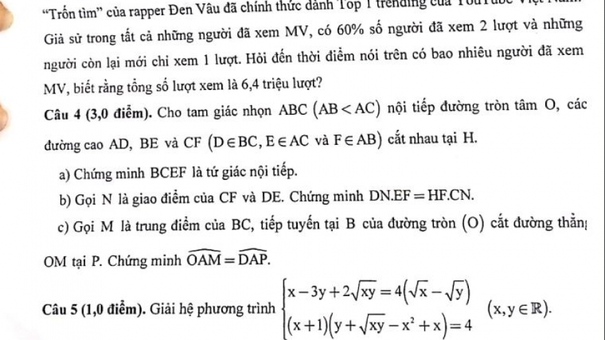 Học sinh dễ đạt điểm 7 với đề thi Toán vào 10 của Nghệ An