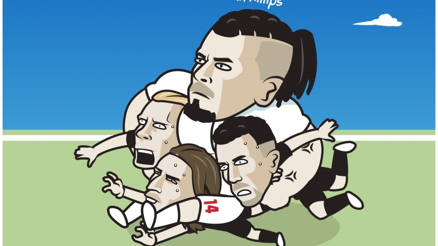Biếm họa 24h: Kalvin Phillips "chấp hết" hàng tiền vệ Croatia
