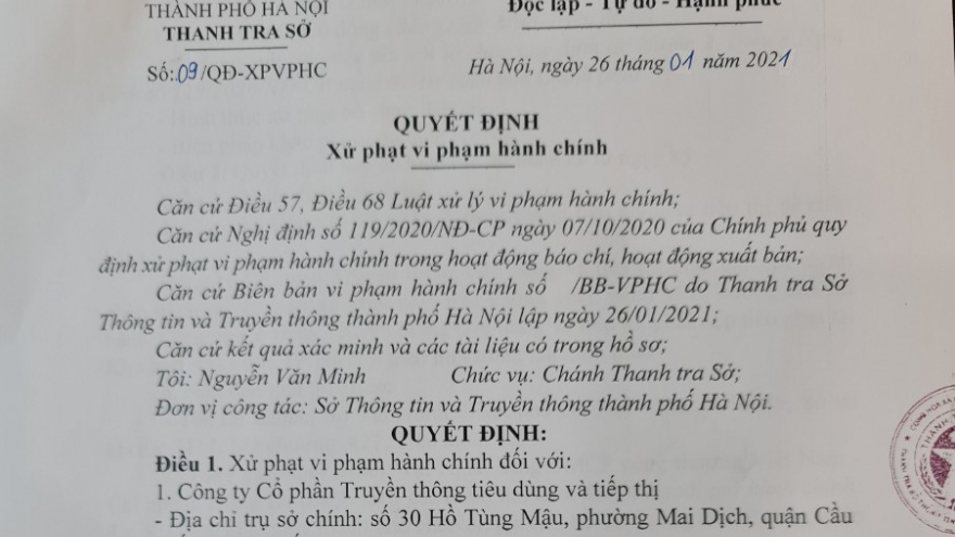 Hà Nội xử phạt 90 triệu đồng 4 trang thông tin điện tử tổng hợp