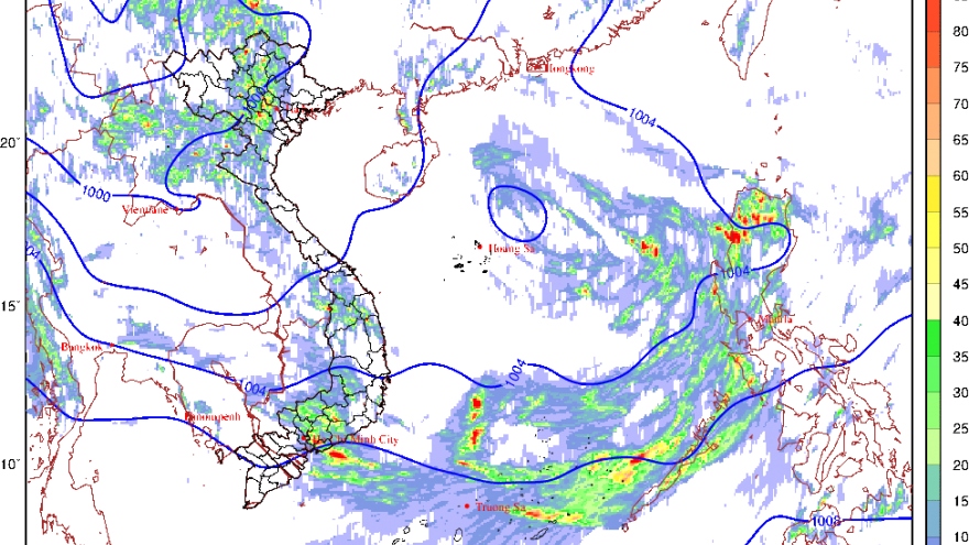 Vùng áp thấp gây thời tiết nguy hiểm trên biển, mưa lớn ở Bắc bộ và Thanh Hóa