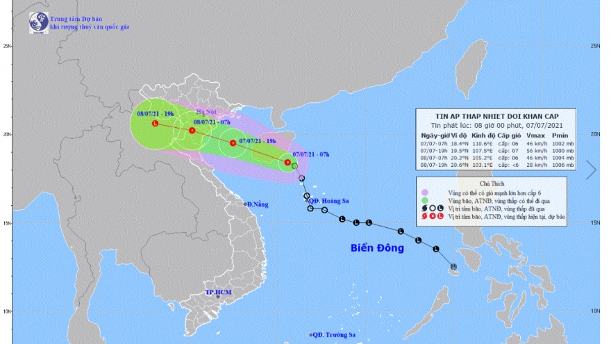 Áp thấp nhiệt đới có khả năng mạnh lên và đi vào Vịnh Bắc Bộ