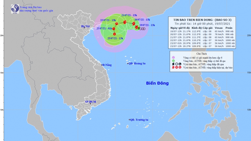 Bão số 3 hình thành trên Biển Đông