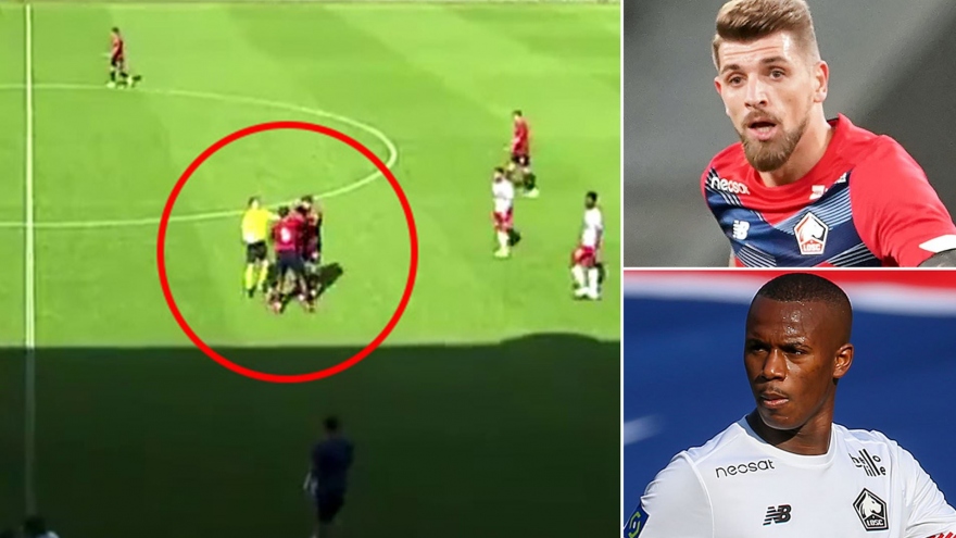 Lille "muối mặt" vì cầu thủ đánh nhau ngay trên sân