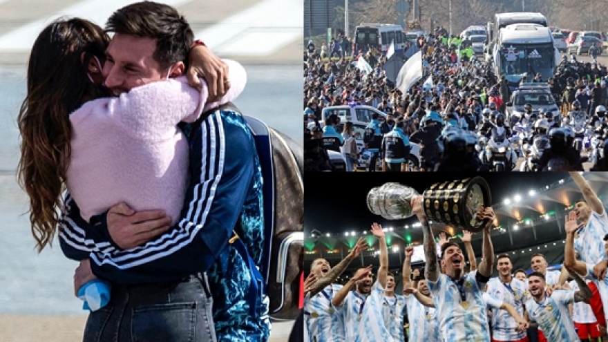 Messi gây xúc động khi mang chức vô địch Copa America trở về Argentina