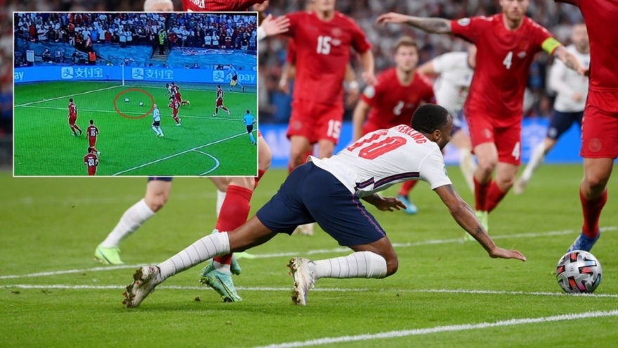 Cận cảnh: Quả penalty gây tranh cãi giúp Anh thắng Đan Mạch