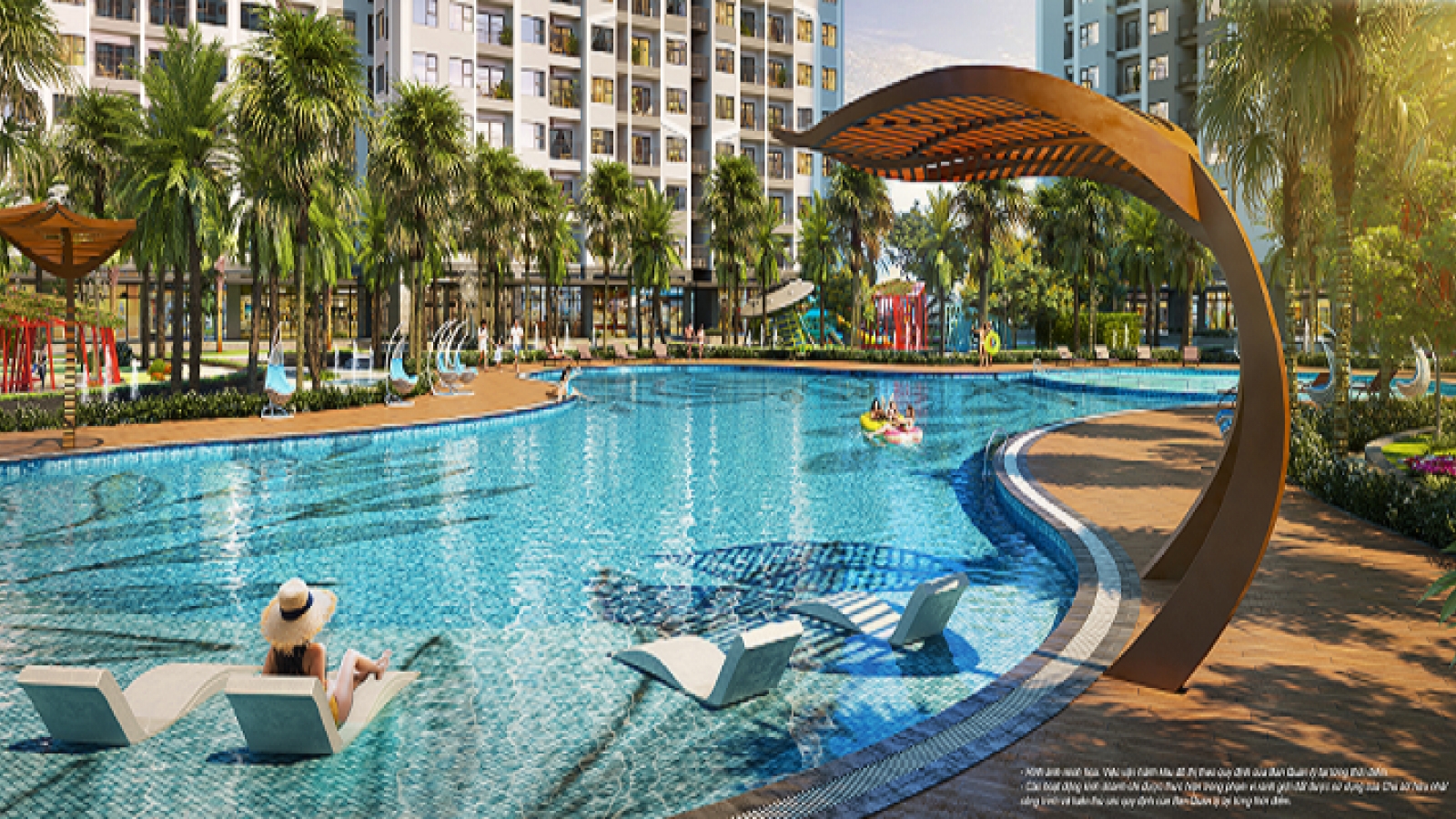 Bể bơi nhiệt đới 1.000 m2 phong cách Mỹ - chuẩn sống nghỉ dưỡng của The Miami