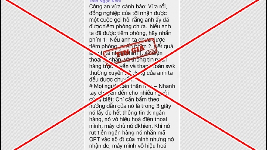 Thông tin “cuộc điện thoại hỏi tiêm phòng” là tin giả