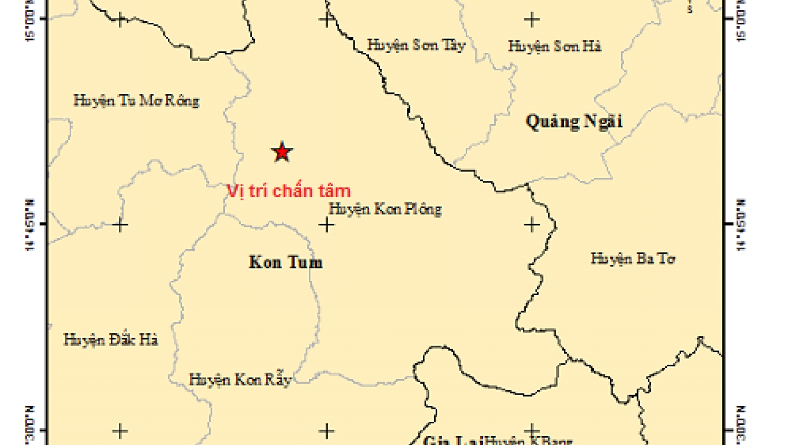 Thêm 1 trận động đất tại huyện Kon Plông, tỉnh Kon Tum
