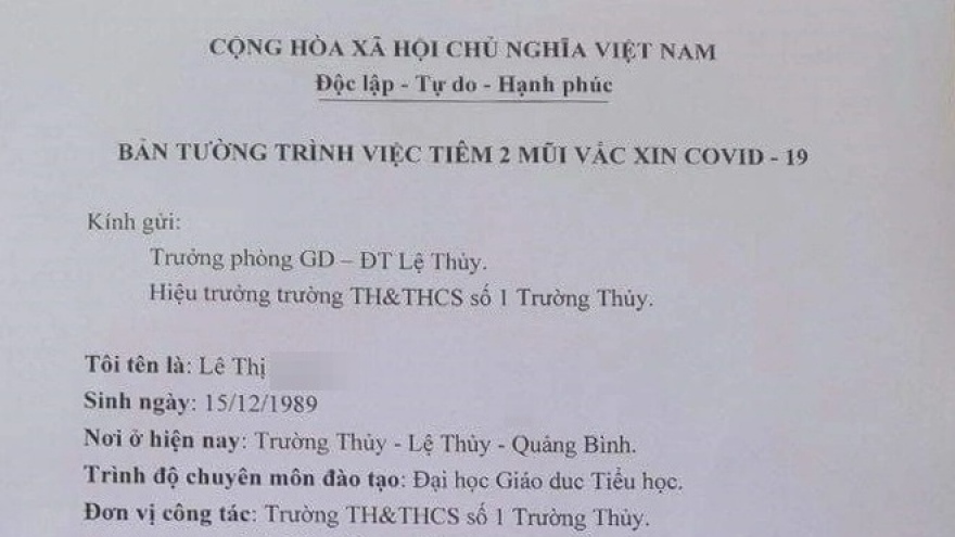 Nữ giáo viên tiêm cùng lúc 2 mũi vaccine COVID-19 nói gì sau sự việc?