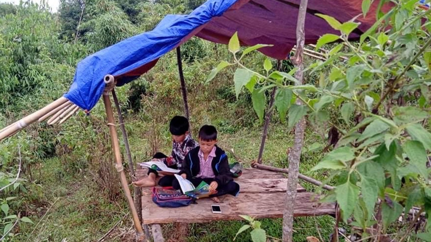 Học trò xứ Nghệ lên núi dựng chòi “tìm sóng” học trực tuyến