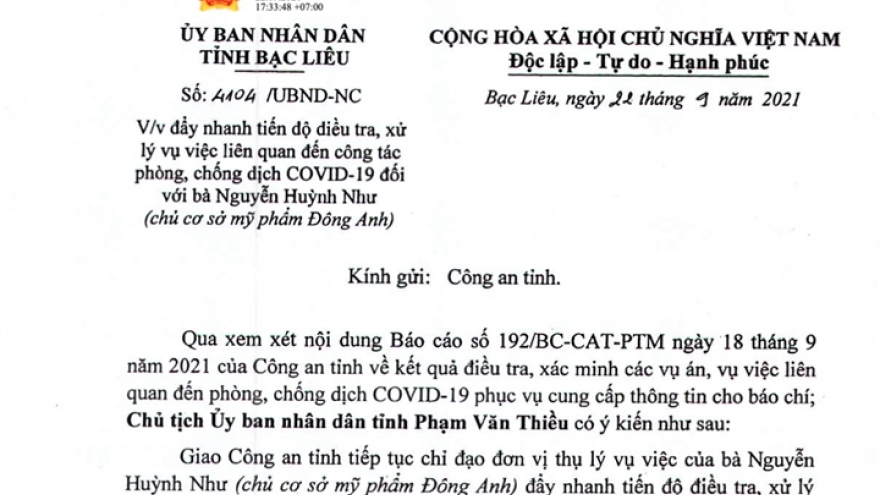 Nữ giám đốc bị tố làm lây lan Covid-19: Chủ tịch Bạc Liêu chỉ đạo xử lý nhanh