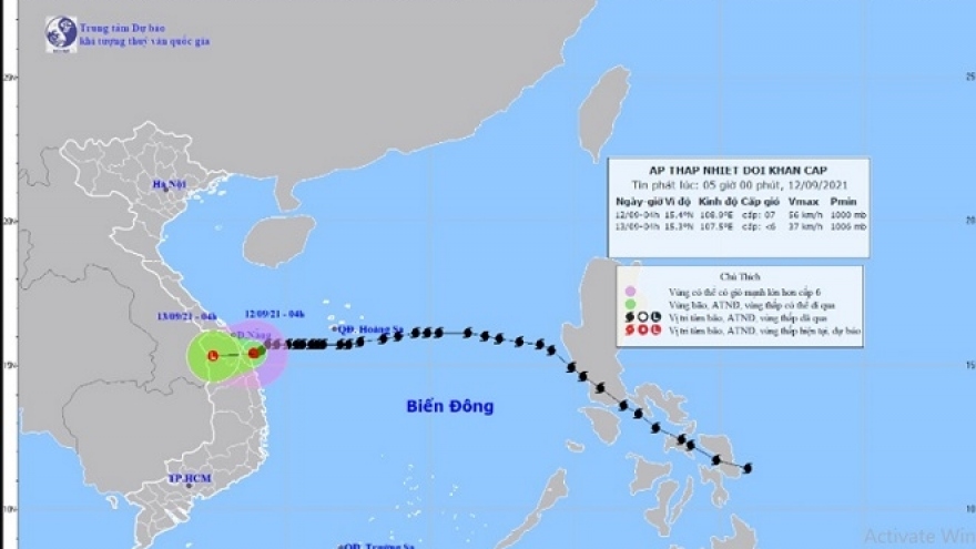 Áp thấp nhiệt đới ít di chuyển, Quảng Trị đến Quảng Ngãi có mưa to đến rất to