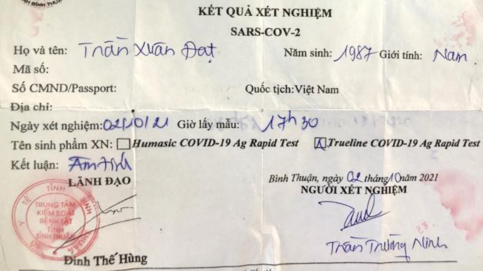 Tin mới vụ làm giả kết quả xét nghiệm COVID-19
