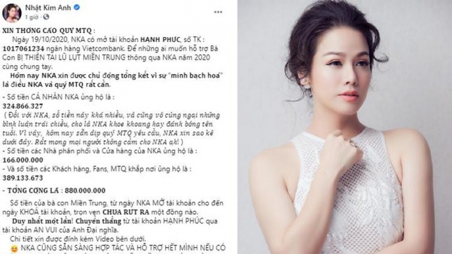 Chuyện showbiz: Nhật Kim Anh công bố sao kê tài khoản kêu gọi tiền từ thiện