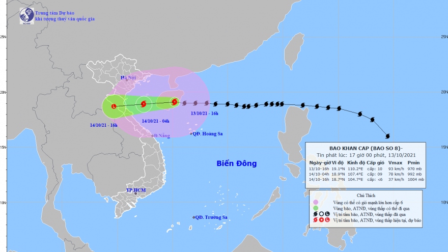 Bão số 8 gây gió mạnh vùng ven biển từ Quảng Ninh đến Quảng Bình