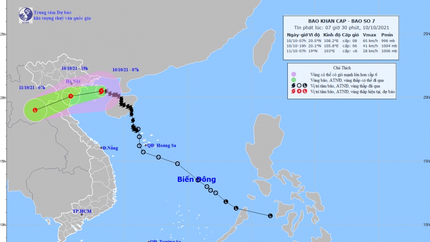 Bão số 7 cách Hải Phòng 170km, dự báo bão Kompasu sắp vào Biển Đông