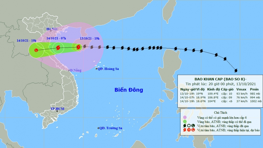 Bão số 8 cách bờ biển Hà Tĩnh 360km, giật cấp 12