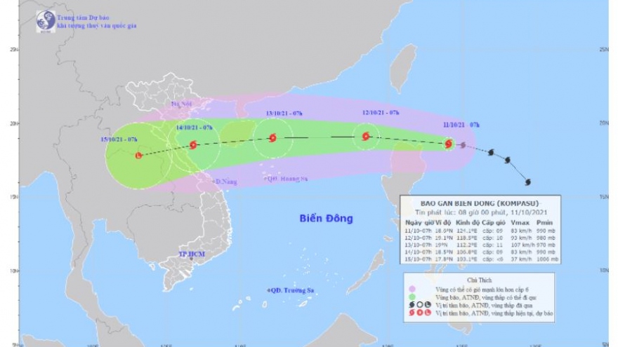 Bão Kompasu mạnh cấp 9 cách đảo Lu-dông (Philipines) 250km