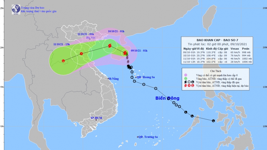 Bão số 7 tiến vào Vịnh Bắc Bộ với sức gió giật cấp 8
