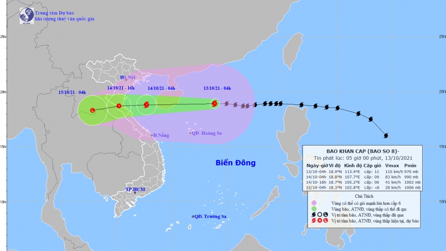 Bão số 8 có khả năng suy yếu dần khi di chuyển vào vùng biển gần bờ