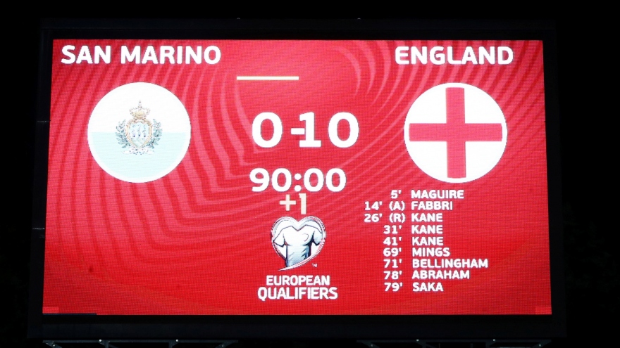 Thắng 10-0 San Marino, ĐT Anh giành vé tới VCK World Cup 2022