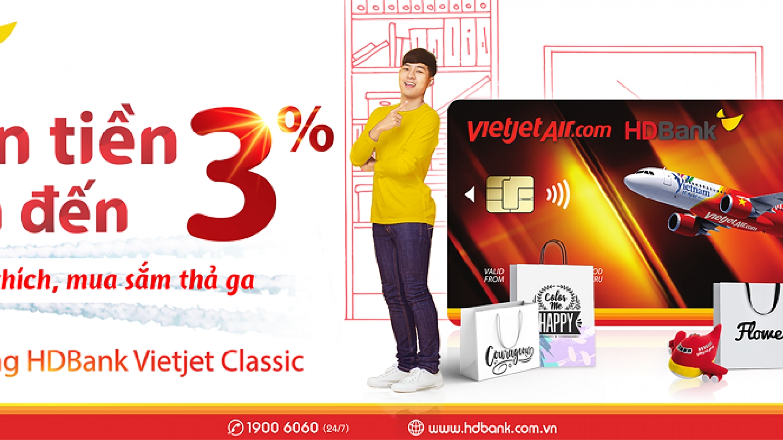Mở thẻ siêu tốc, chớp ngay deal sốc cùng Thẻ Tín dụng HDBank Vietjet  