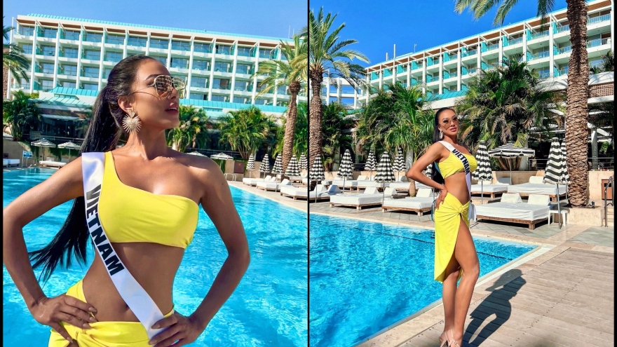 Chuyện showbiz: Kim Duyên đẹp hút mắt với bikini vàng rực bên hồ bơi tại Miss Universe 