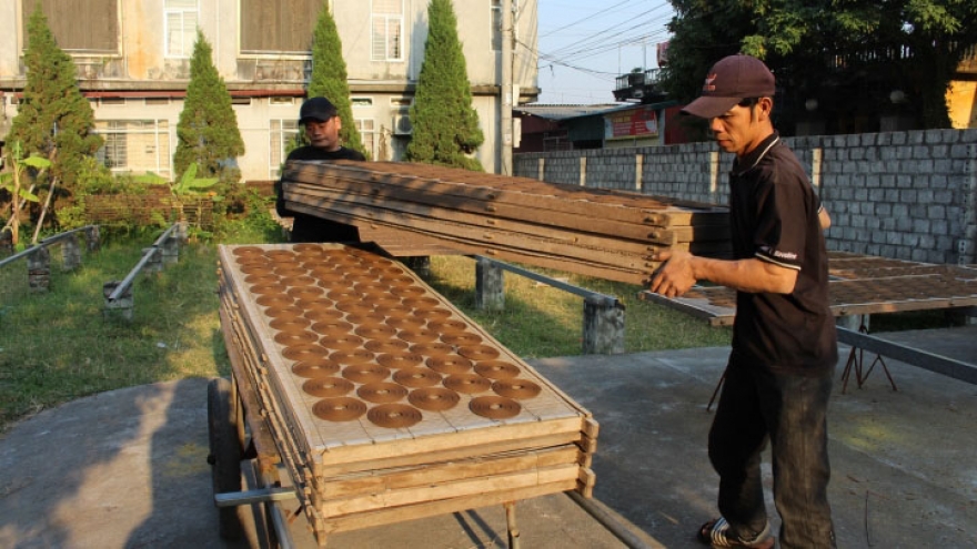 Incense making village busy preparing for Tet