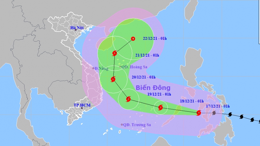 Bão RAI suy yếu dần khi đi vào Biển Đông