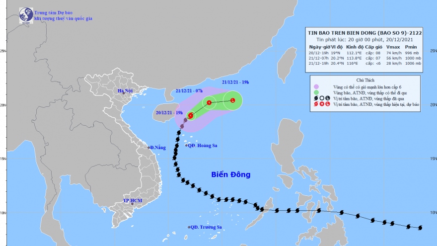 Bão số 9 đang xa dần quần đảo Hoàng Sa, giật cấp 10