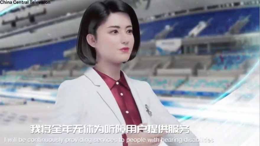 Nữ MC AI xinh đẹp của Trung Quốc lần đầu trình bày ngôn ngữ ký hiệu trên truyền hình