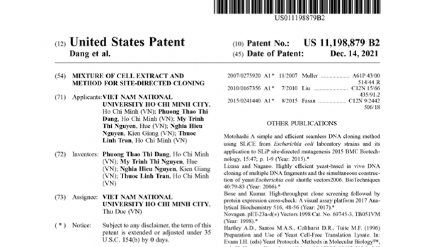 Vietnam’s biotechnology invention receives patent in US