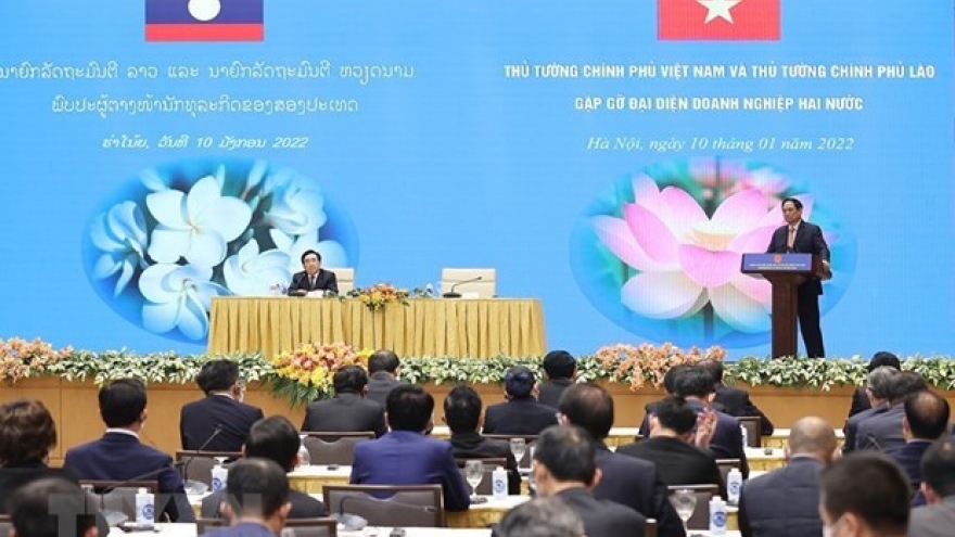 Vietnamese, Lao PMs meet business communities