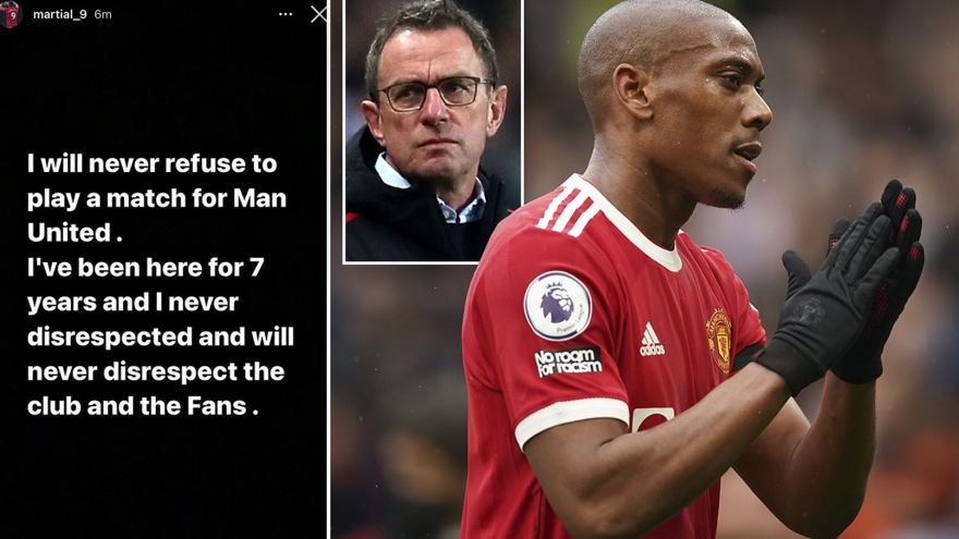 Ralf Rangnick và Anthony Martial đấu khẩu sau trận MU hoà Aston Villa