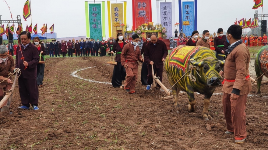 President Phuc attends Tich Dien ploughing festival 