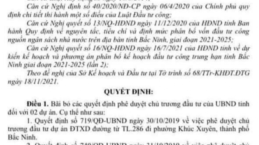 Bắc Ninh gộp 2 dự án đầu tư xây dựng thành một dự án lớn