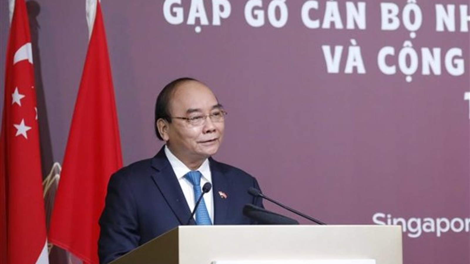 President Phuc meets overseas Vietnamese in Singapore