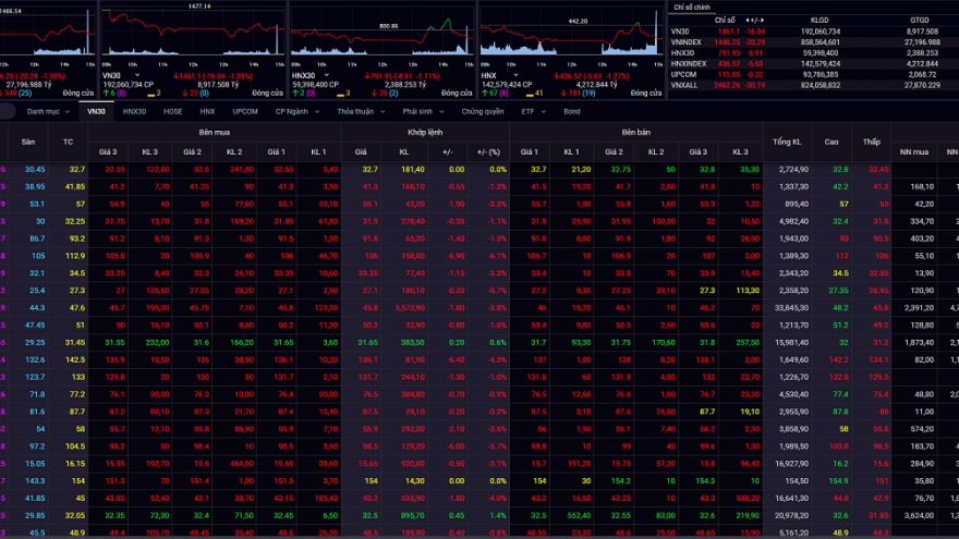 Loạt cổ phiếu hàng hóa bị bán tháo, VN-Index mất mốc 1.450 điểm