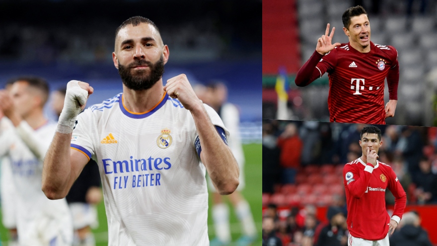 Cuộc đua “vua phá lưới” Cúp C1 châu Âu 21/22: Benzema phả hơi nóng vào Lewandowski