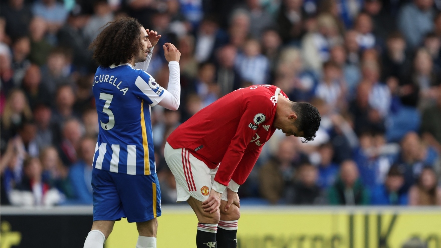 Ronaldo bất lực nhìn MU thảm bại 0-4 trước Brighton