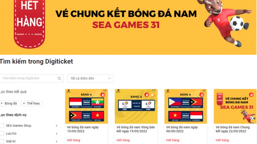 U23 Việt Nam chưa đá bán kết, vé trận chung kết bóng đá nam SEA Games 31 đã bán hết