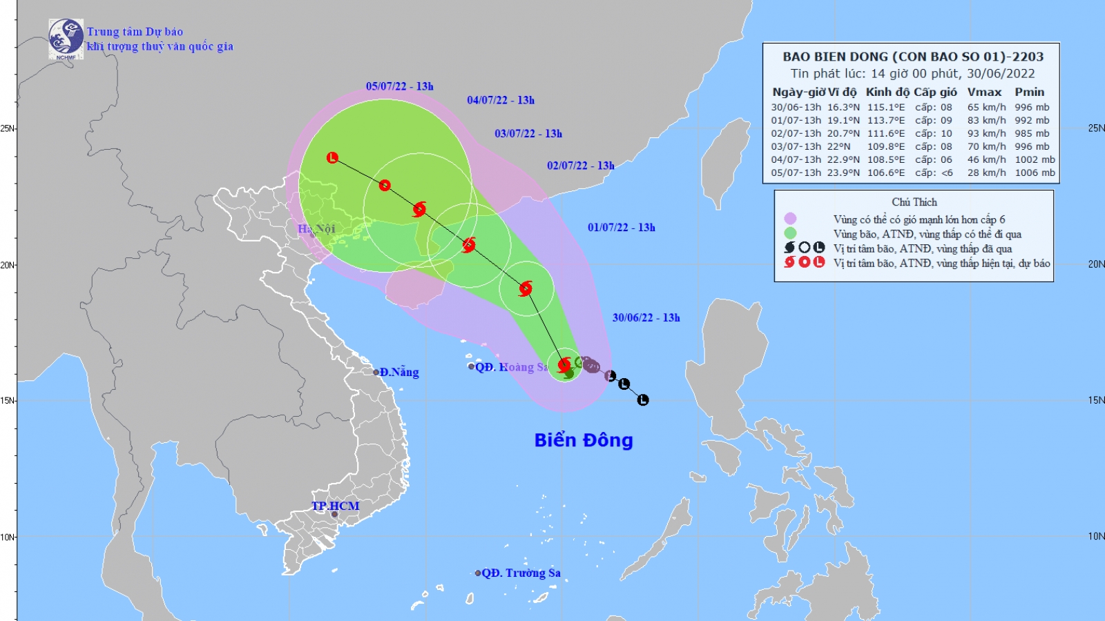 Bão số 1 giật cấp 10, cách quần đảo Hoàng Sa 370km